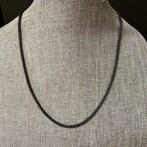 Modern Out Unisex Black Stainless Steel Waterproof 21” 2mm Chain Necklace